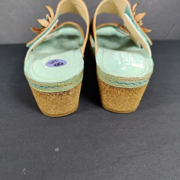 L'Artiste by Spring Step Polka-MNTM - Mint Green Floral Wedge Slip On Sandal 8.5 - Picture 7 of 9